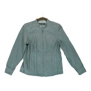 Womens Terry Lewis CLASSIC Luxuries Genuine Leather Gray Size XS Jacket Full Zip